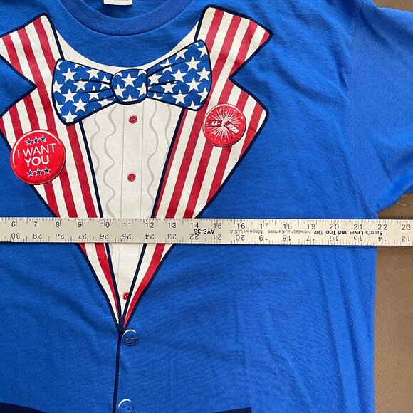 Uncle Sam I Want You 4th of July Men’s T-Shirt Large Blue Gildan Patriotic Tee - Picture 7 of 9